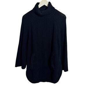 UGG Sweater Women S Black Knit‎ Kangaroo Pocket Minimal Modest Boho Tunic Turtle